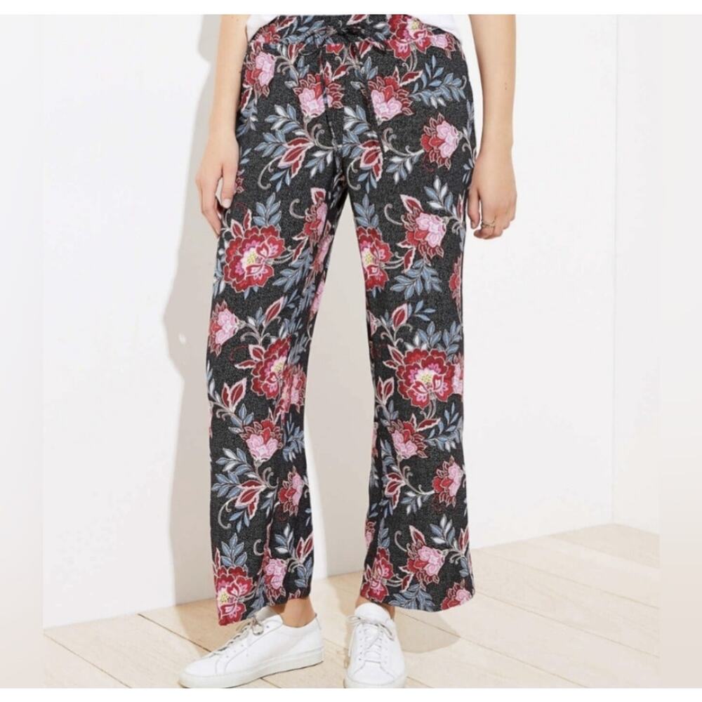 NWT Loft Floral Dot Fluid Drawstring Pants Sz S Pink Blue Black